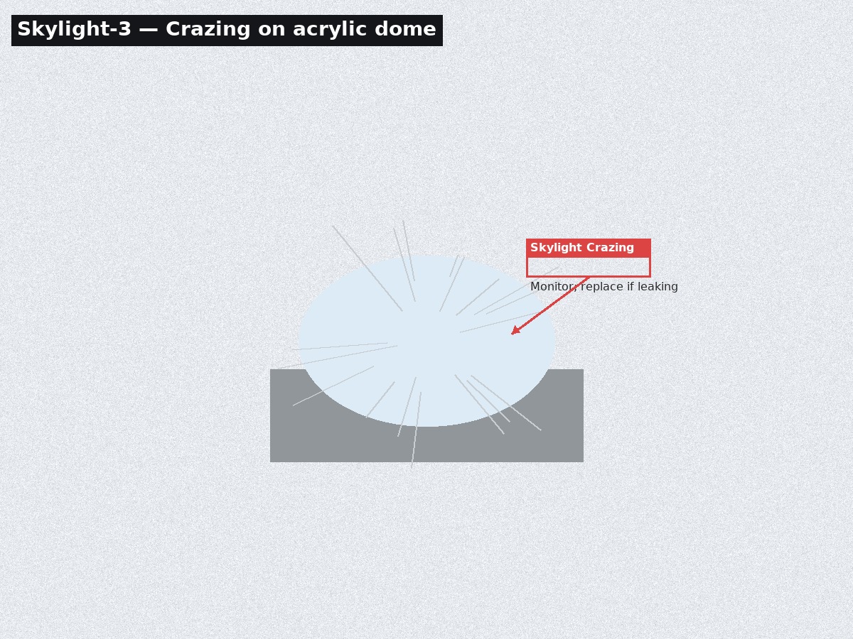 Skylight crazing on acrylic dome